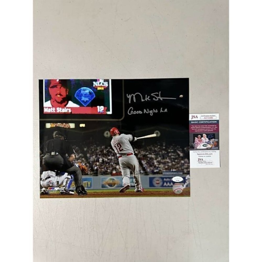 Matt Stairs signed "Goodnight LA" Philadelphia Phillies 11x14 photo JSA